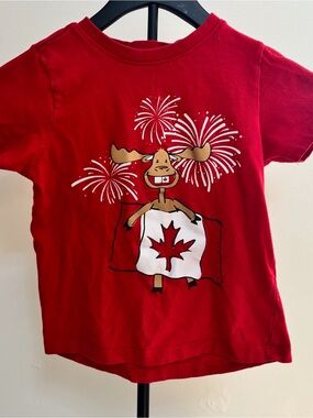 Red Kids' Moose Canada Flag T-Shirt
